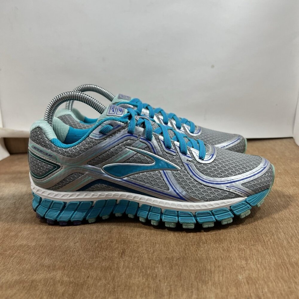Brooks Adrenaline GTS 16 Shoes Women Size 7.5 Gray Blue Sneakers 1102121D181